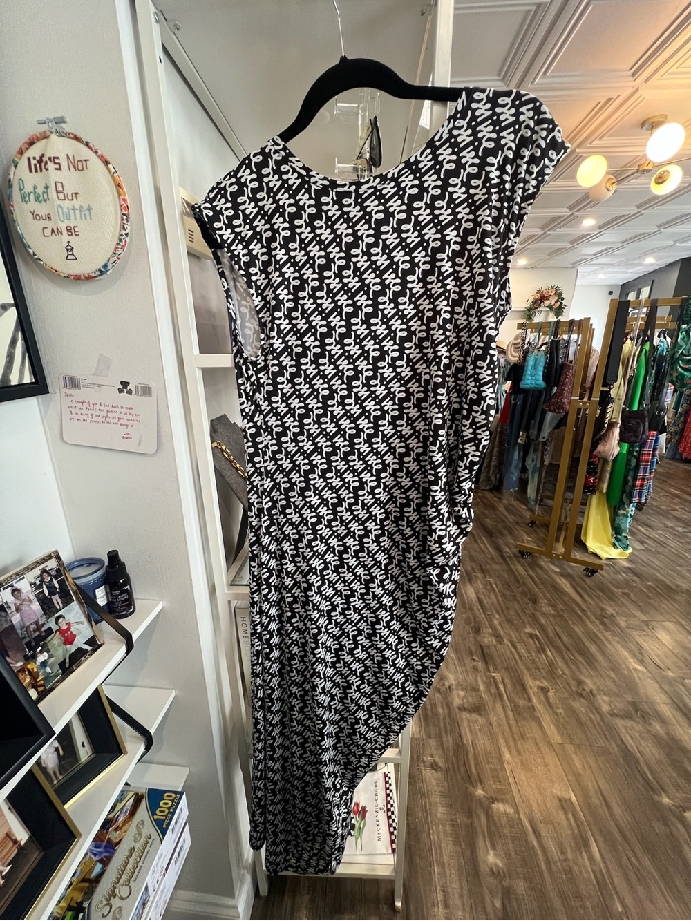 Asymmetrical Black & White Sleeveless Dress